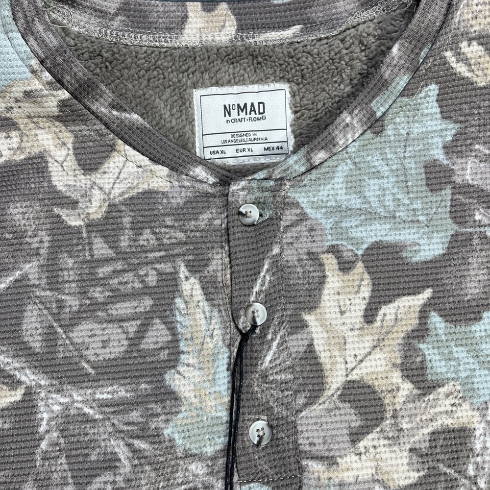 Nomad Pullover Sweater Mens XL Camo Sherpa Line Waffle Henley Super Soft NEW - Picture 3 of 7